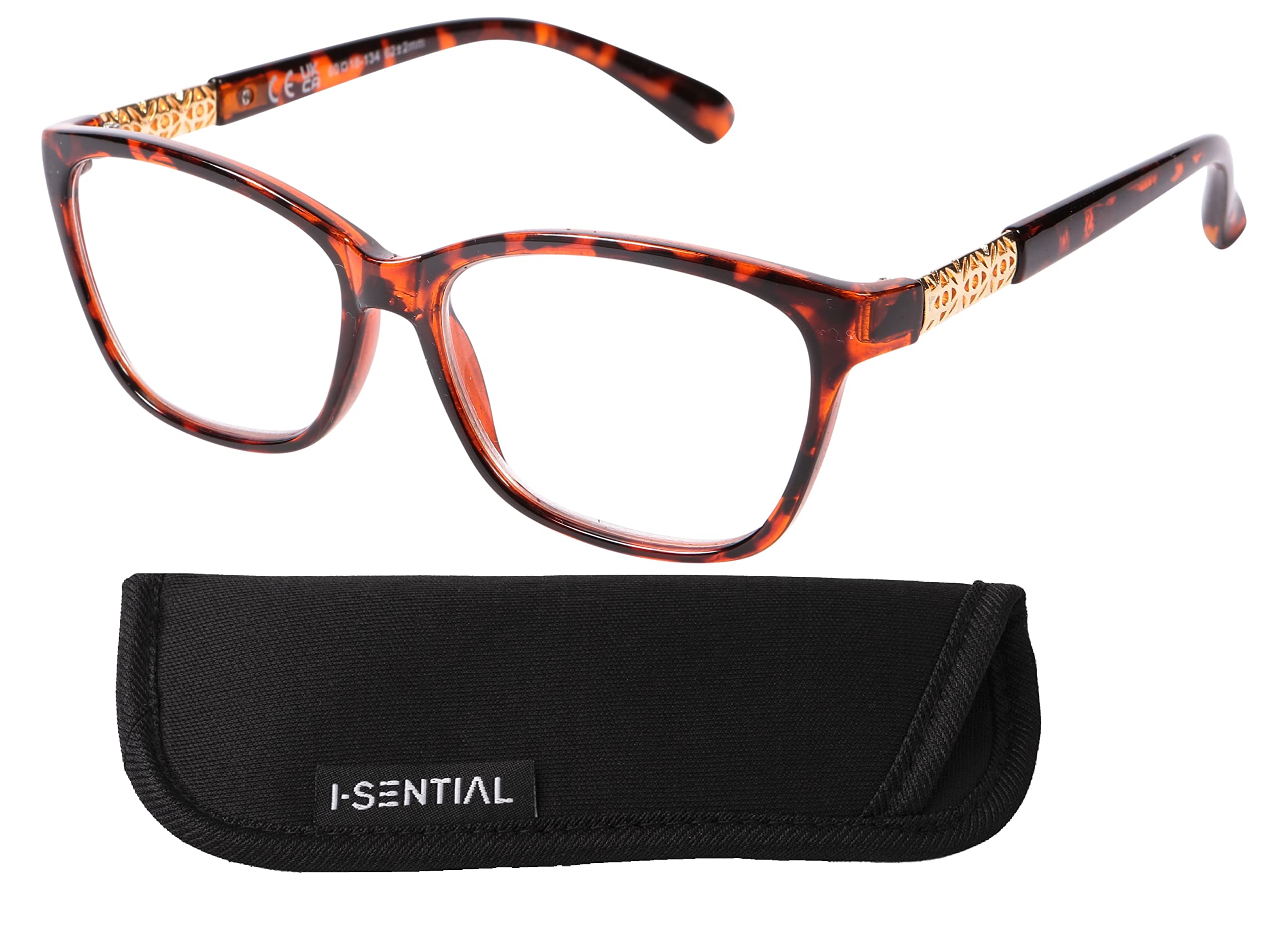 I-Sential Reading Glasses for Women Case Ladies Designer Style Readers Tortoise Brown 3.0