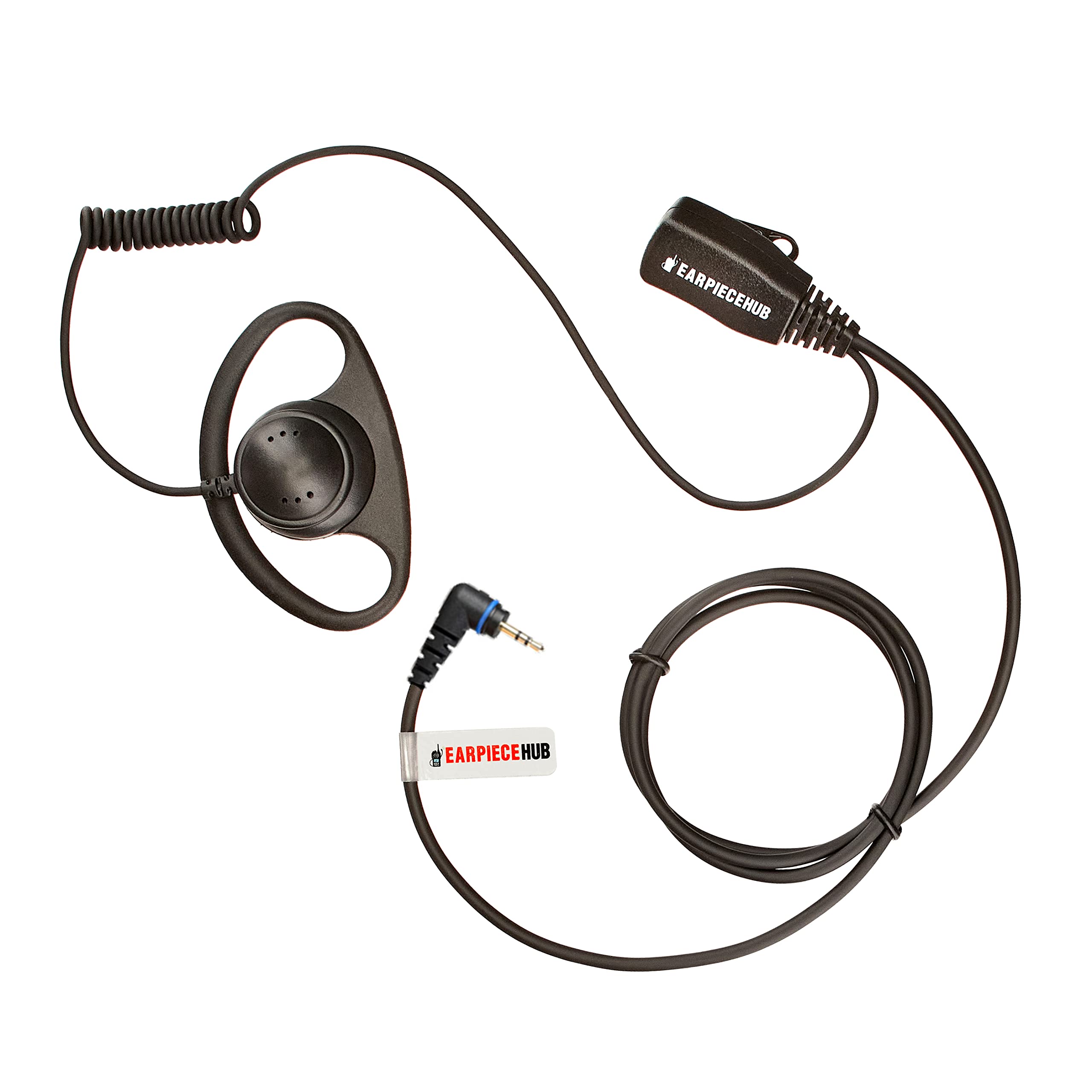 D-Shape Hytera Model: EHS16 Earpiece Ear Hanger with PTT Microphone Compatible with Hytera 1 Pin Radio BD302i, BD352i and PD362i Earpiece