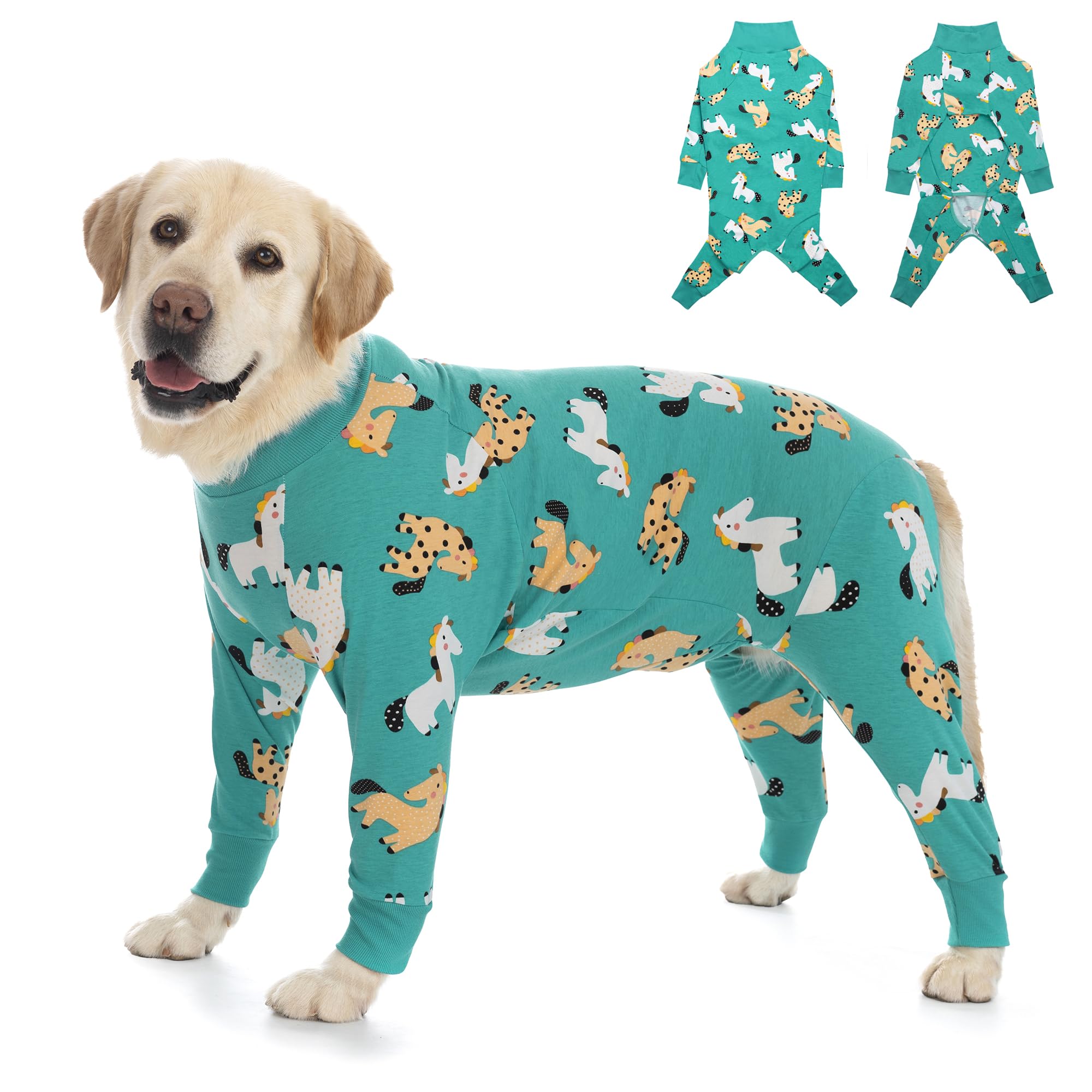 Photo 1 of Dog Recovery Suit After Surgery Female Male, Medium Large Dog Neuter Shirt Cone Alternatives Prevent Licking Surgical Onesies (Green Pony, 3XL)