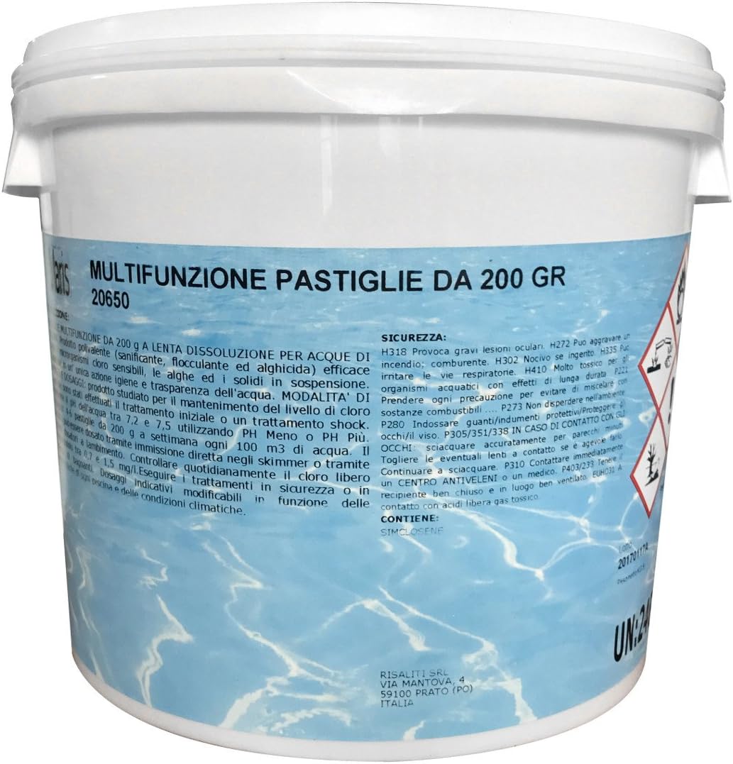 Multi-functional Chlorine Pool Water Cleaning Tablets 200&nbsp;grams - Algicidal - Clarifying Agent - 5 kg