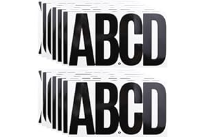 CMBBZZY 6 Inch Large Letters Stickers, 76 Pieces Self Adhesive Alphabet Sticker for Mailbox, Door, Truck and Outdoor, Waterproof Sticky Vinyl Letter Symbol Stickers,14 Sheets Black
