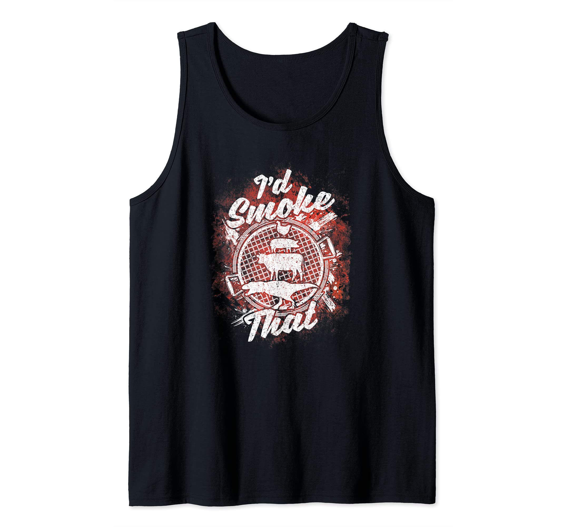 Smoke That Funny BBQ Quote Vintage Retro Meat Smoker Grill Tank Top