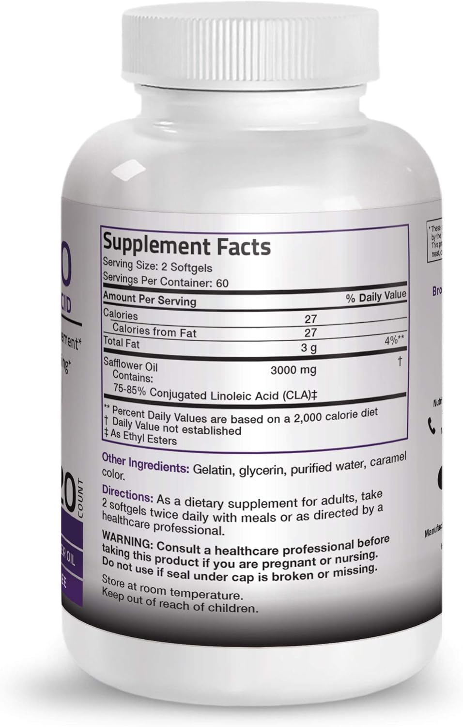 CLA 3000 Extra High Potency Supports Healthy Weight Management Lean Muscle Mass Non-Stimulating Conjugated Linoleic Acid 120 Softgels: Health & Personal Care