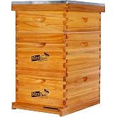 MayBee 10-Frame Langstroth Beehive Dipped in Beeswax, Complete Bee Hives Includes 2 Deep Bee Boxes and 1 Medium Box with Beehive Frames and Foundations