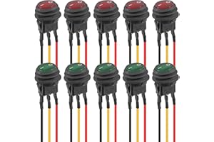 10pcs 12V 20A Round Blue Toggle LED Rocker Switch On-Off Control SPST 3Pins for 12V Car Truck Boat Marine Off-Road Vehicle wi