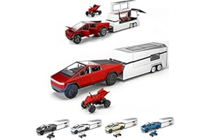 Powvan Cybertruck Toy Gold Toy Car with RV& ATV Cyberquad Motorcycle Gift Toy Series Car Model Race Car Cyber Alloy Die-cast Pickup Model Toy Car (Red)