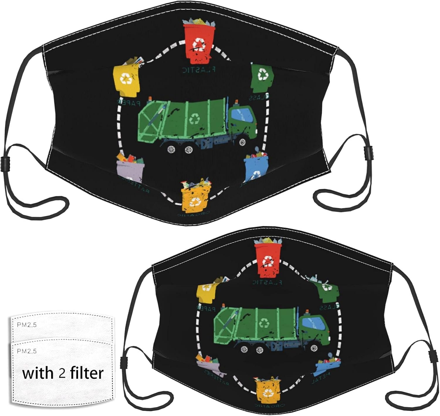 Boristher Recycling Trash Truck Mask Reusable Washable Adjustable Dust