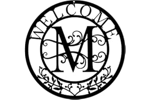 BVLFOOK Metal Wall Art, Letter M Monogram, Personalized Name Sign, Black Wall Decor, Custom Family Name, Welcome Plaque for Door Living Room Kitchen Dining Room Indoor Outdoor Decoration Christmas