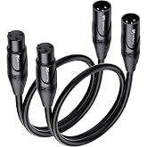 Cable Matters 2-Pack Premium XLR to XLR Cable, Microphone Cable, M-F, 1ft | Mic Cable, Male to Female, 21 AWG Oxygen-Free Copper (OFC), Black