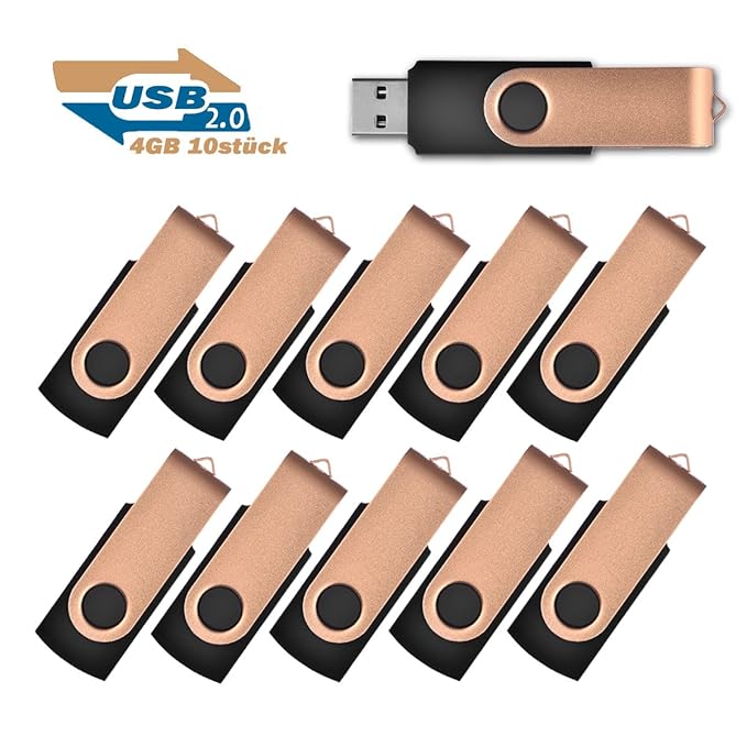 4GB USB-Stick 2.0 Flash Laufwerke Speicherstick, 10 stück Gold