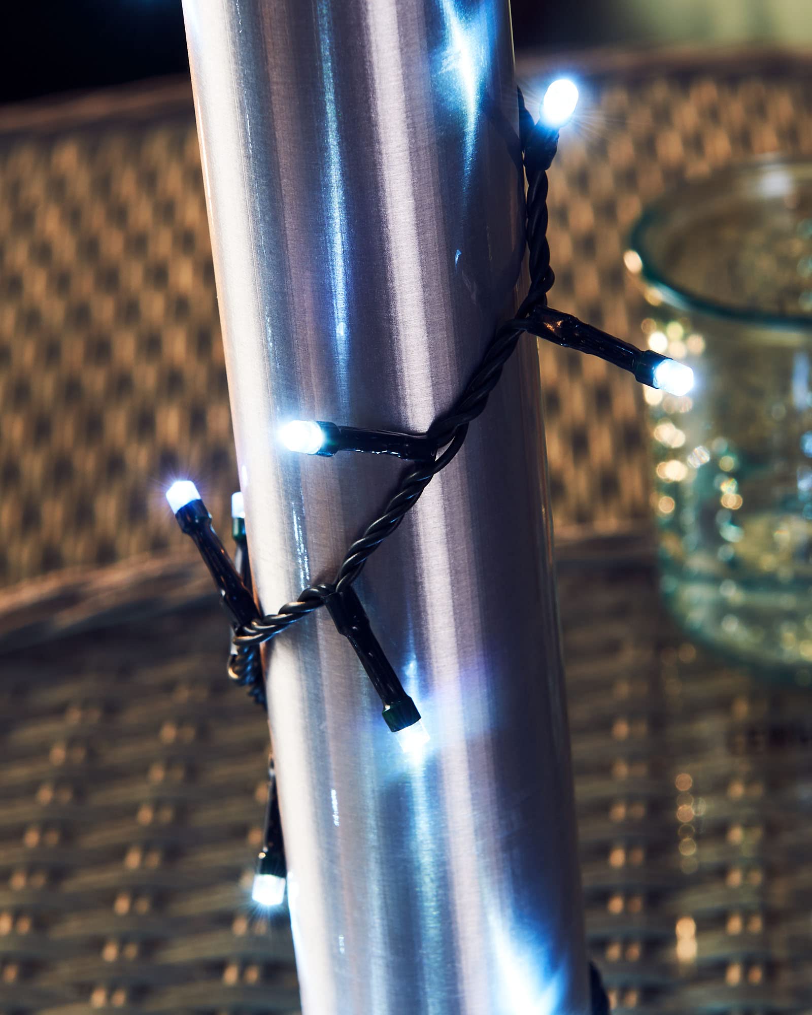 WeRChristmas 360 Compact Ice White Multi-Function LED Light String