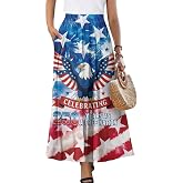 Brosoneto Women's Maxi High Waist Pleated Skirt Casual Long Skirts Ankle Length Flowy Swing Party Skirt with Pockets