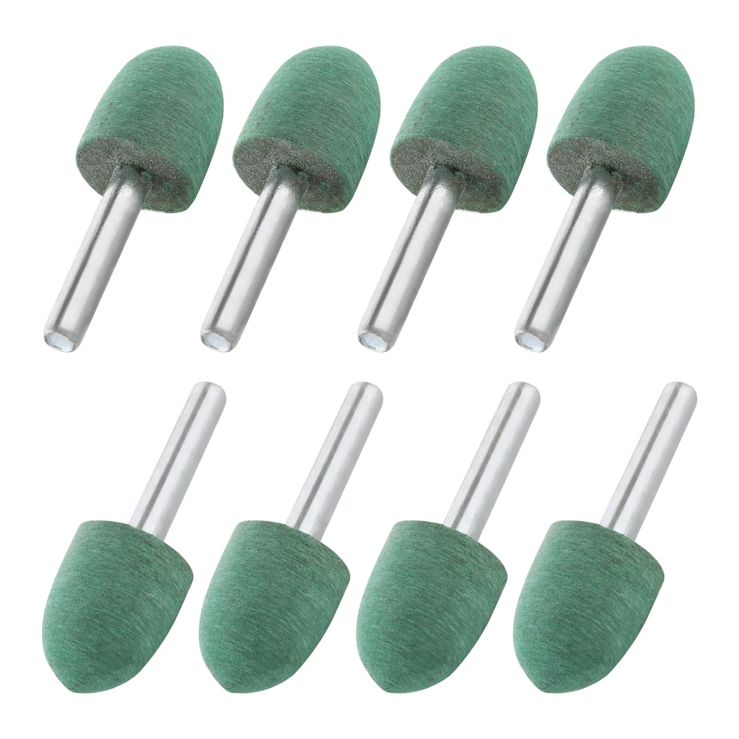 Utoolmart 18mm Rubber Polishing Burrs Bits Tapered With 6mm Shank Buffing Wheels for Rotary Tools Green 15pcs