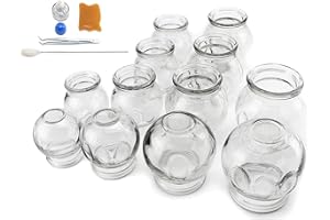 WESTINGHOUSE 拔罐 12 pcs Thick Glass Cupping Set for Professionals (2 Cups #5~2.87"x4"x3.5") (4 Cups #4~2.5"x3.5"x3") (4 Cups #3~2.25"x3.12"x2.8") (2 Cups #2~2.37"x3"x2") - We Pay Your Sales Tax