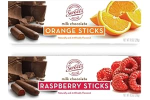 Sweet Candy Company Milk Chocolate Fruit Flavored Sticks - Gourmet Chocolate Covered Sticks, Orange and Raspberry, Gift Idea for Holidays, Gluten Free, Kosher - 10.5 oz Box (Pack of 2)