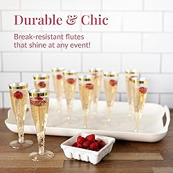 Prestee 48 Disposable Plastic Champagne Flutes with