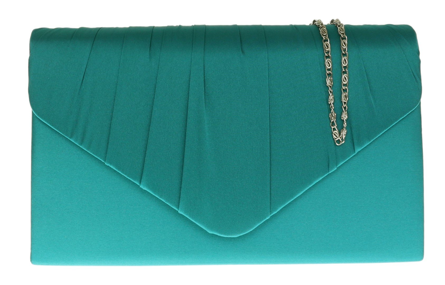 Girly Handbags Womens Satin Pleated Clutch Bag Teal
