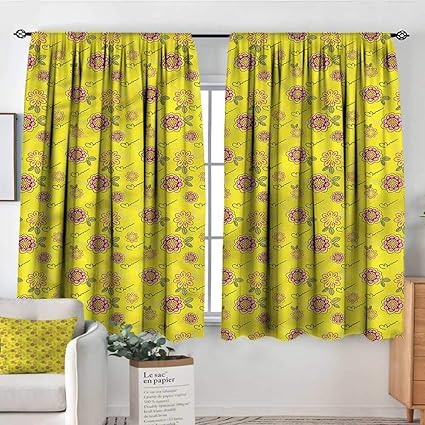 Amazon Com Familytaste Yellow Curtains For Bedroom Childish