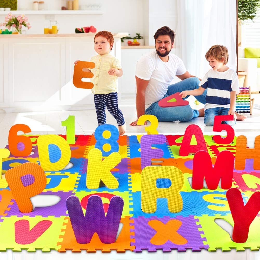 StillCool Kids Foam Puzzle Floor Play Mat with Colors or Numbers & Alphabets, 36 Tiles, 12"x12" for a Total Coverage of 36 Square Feet: Toys & Games