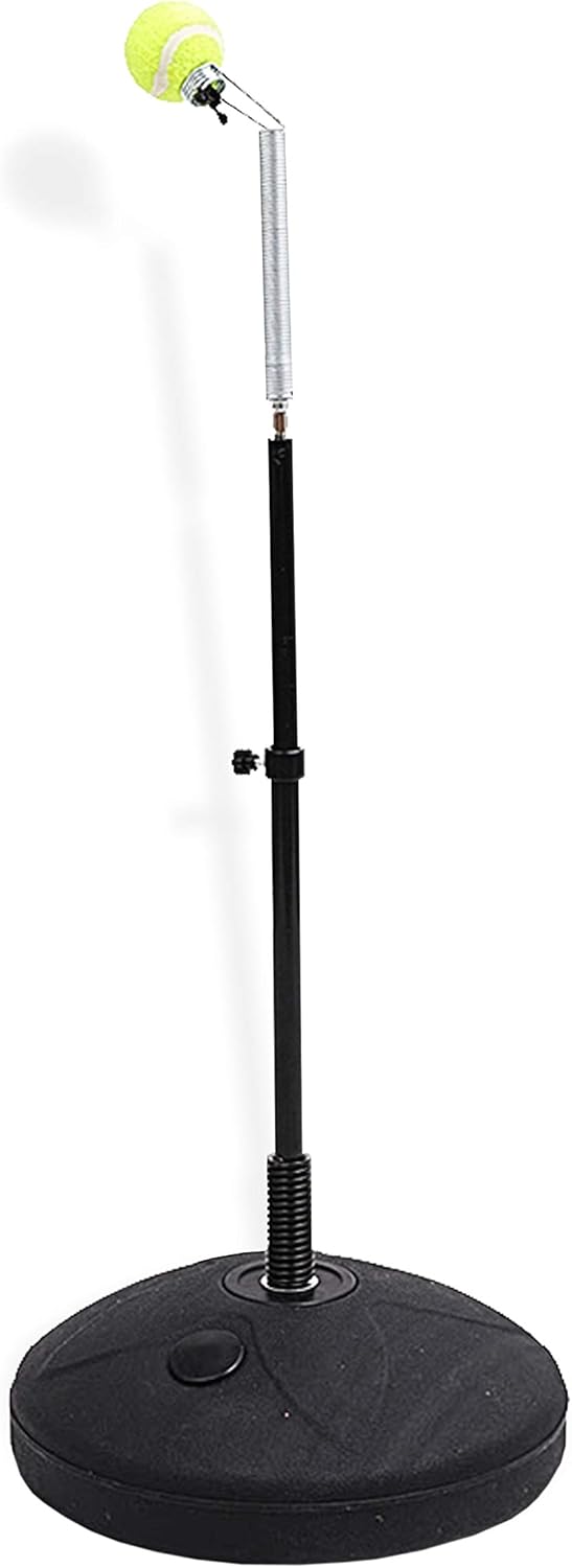 AKOZLIN Tennis Equipment, Tennis Ball Trainer, Practice Training Tool Sport Exercise, Tennis Base with A Retractable Iron and Tennis Rebound Player with Trainer Baseboard + 2 Training Ball（Black : Sports & Outdoors