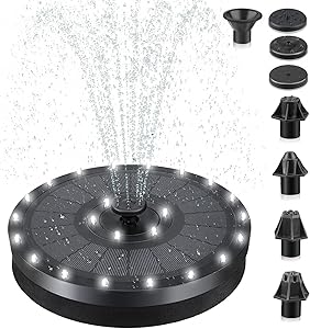 2021 New 3.5W Solar Fountain Pump for Bird Bath,Built-in 2000mAh Battery Solar Powered Water Fountain Pump,24 LED Lights Solar Water Pump Floating Fountain with 8 Water Styles for Garden,Pool,Outdoor