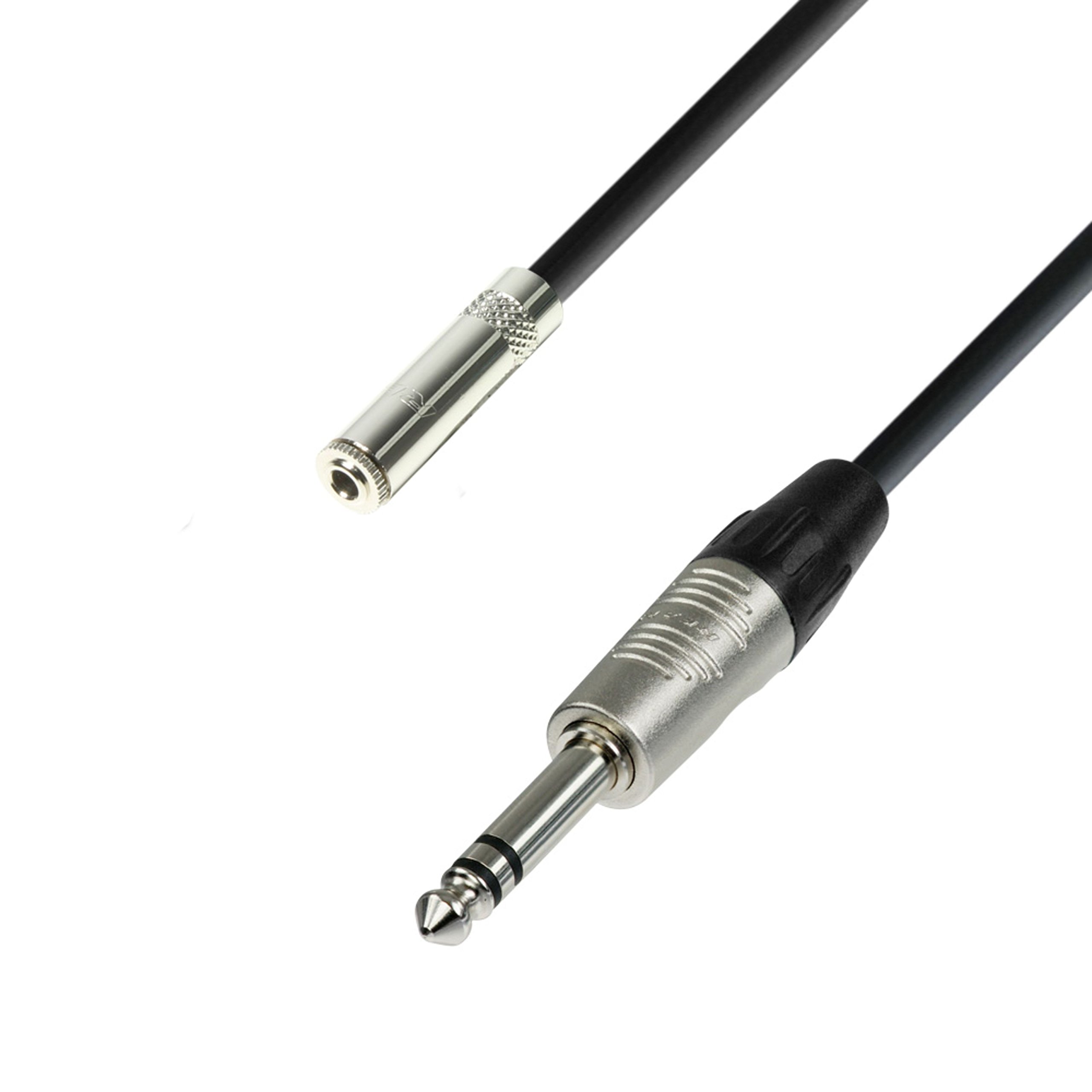 Adam Hall New 4 Star Series 3m Extension 3.5mm Stereo Jack to 6.3mm Stereo Jack Headphone Cable