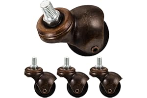 LALAFINA 4pcs 1.5-inch Universal Office Chair Casters with 10x15mm Threaded Stem, Antique Brass Pp Ball
