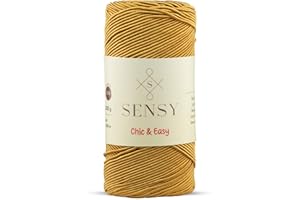 S SENSY Sensy Premium Chic & Easy 1.5mm 218 Yards 50% Cotton 50% Polyester Rope Crochet Bag Cord Crochet Thread (Mustard)