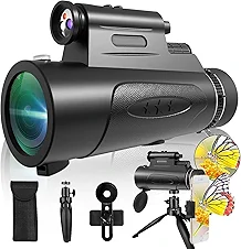 Monocular Telescope with Lights HD Monoculars 80x100 for Adults High Powered Monocular for Hunting with Smartphone Holder & Tripod, Handheld Telescope Suitable for Bird Watching Stargazing-Black