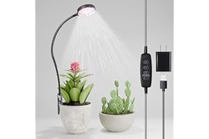 GYTF LED Grow Light, 6000K White Full Spectrum Pot Plant Light for Indoor Plants, Gooseneck Clip-on Plant Lamp with Dimmable, Auto ON/Off 4 8 12 18Hrs for Succulents Small Houseplants