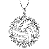 Feijiesi 925 Sterling Silver Volleyball/Tennis/Baseball Pendant Necklace - Sports Jewelry Gifts for Women