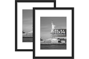 ENJOYBASICS 11x14 Picture Frame, Display Poster 8x10 with Mat or 11 x 14 Without Mat, Wall Gallery Photo Frames, Black, 2 Pack