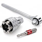 TESUKOITE 3-Piece Adjustable Universal Socket Wrench with Ratchet Handle 3/8 Inch Hex Wrench Adapter Kit for Drilling and Fastening Cool Gadgets for Men Birthday Gifts
