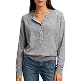 Amazhiyu Women’s 100% Wool Henley Sweaters Long Sleeve Button Up Tops