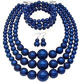 Big Chunky Pearl Necklace and Earring Set - Large Costume 1920s Faux Pearls Gatsby Accessories