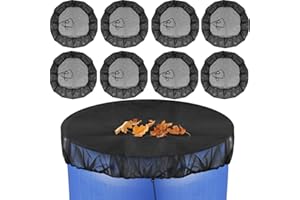 BRUWAA 8 Pcs Mesh Cover for Rain Barrels with Drawstring, Rain Barrel Netting Screen to Collect Rainwater from Gutter, Keeps Leaves and Debris from Falling into Rain Barrels for Outdoor Garden-39 Inch