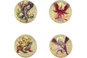 JINCHENGNAN 4pcs Chinese Lucky Coins of The Four Great Divine Beasts of Tai Chi Ancient Divine Beasts Novelty Metal Coins Good Luck Charms Collect Commemorative Challenge Coins.