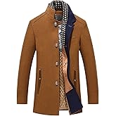 PRIJOUHE Men's Wool Coat Winter Coat Slim Medium Long Coats Overcoat Male