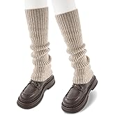 POMIJIAN Leg Warmers for Women Winter Fashion Knitting Black Leg Warmers Long Ankle Warmers for Yoga Ballet Leg Socks