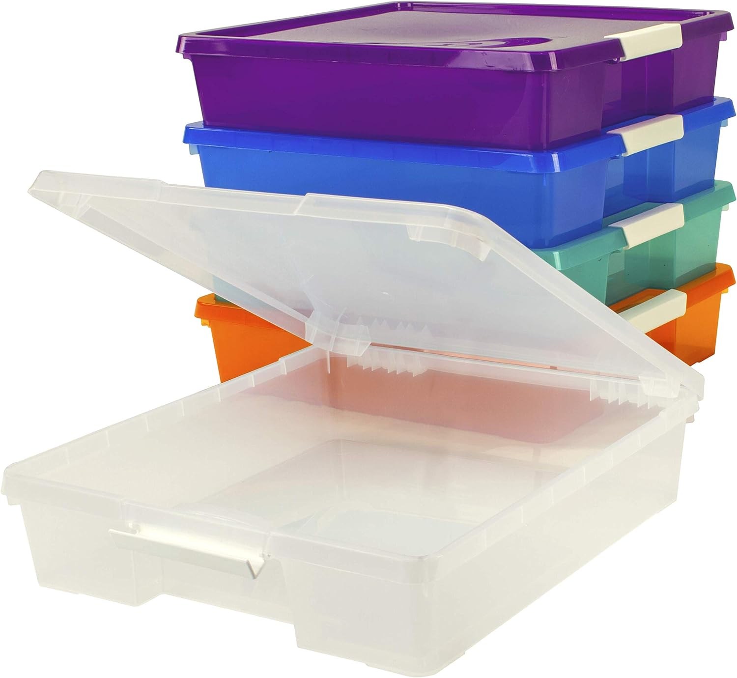 Storex Classroom Student Project Box, 12 x 12 Inches, Assorted Tints, 5-Pack (63202U05C), standard sized : Office Products