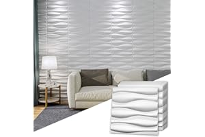 Art3d Durable Plastic 3D Wall Panel PVC Wave Wall Design, White, 12 Panels 32 SF