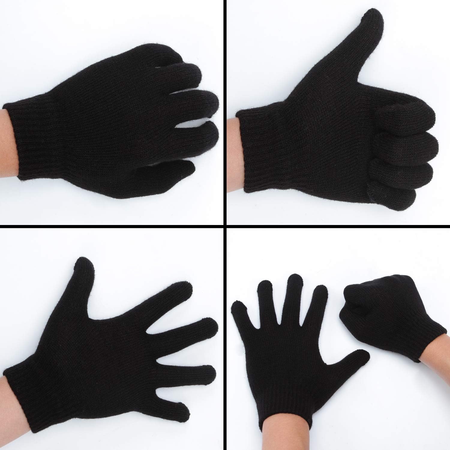 Cooraby 12 Pairs Winter Magic Gloves Stretchy Warm Knit Gloves with Mesh Storage Bag for Men or Women at  Men’s Clothing store