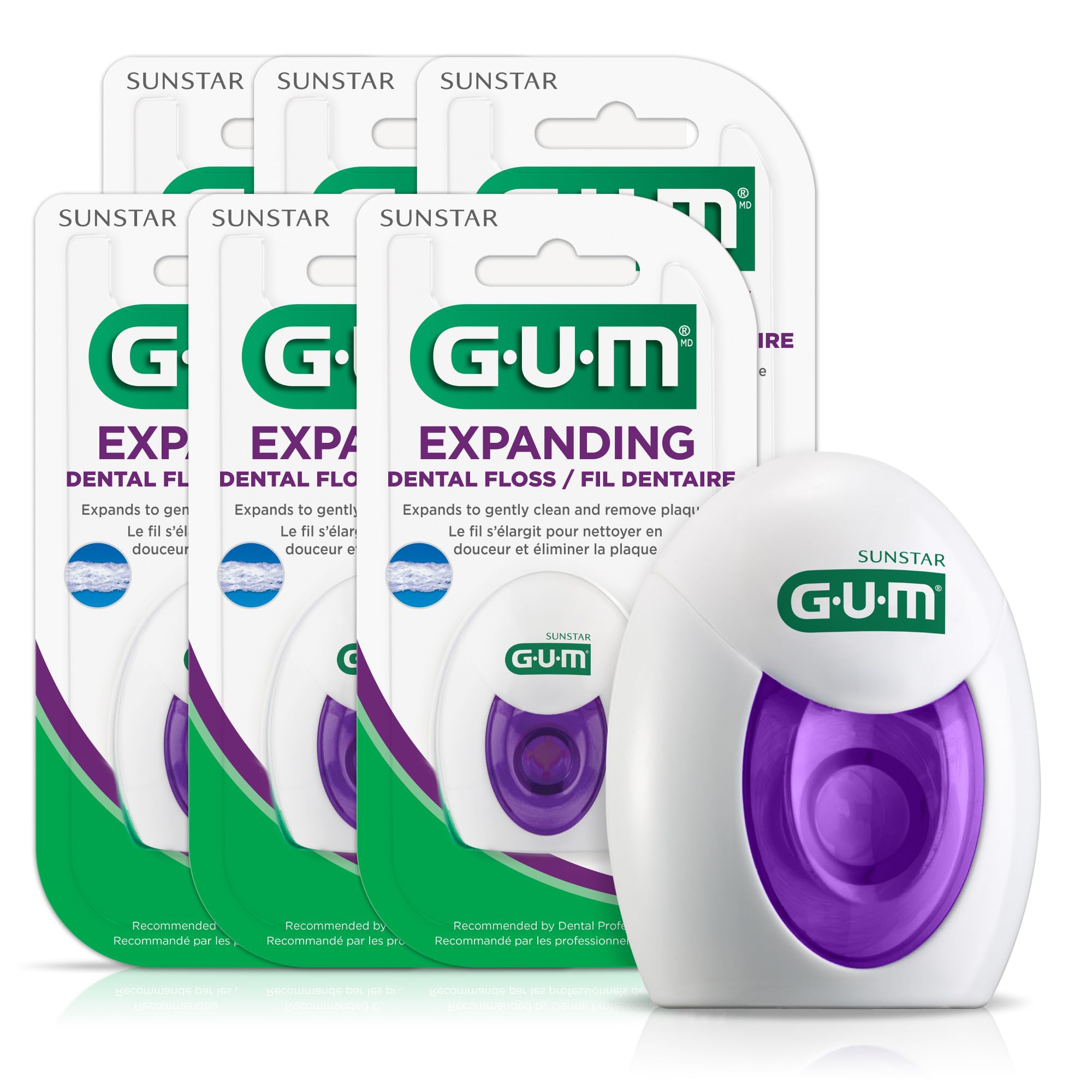 GUM - 10070942302408 Expanding Dental Floss, 43.3 Yards (Pack of 6)