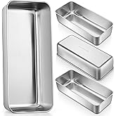 P&P CHEF Loaf Pans for Baking Bread, 12 x 5 Inch Large Stainless Steel Bread Loaf Pan Tins for Homemade Meatloaf Cake Brownies, Healthy & Sturdy, Oven & Dishwasher Safe, 4Pcs