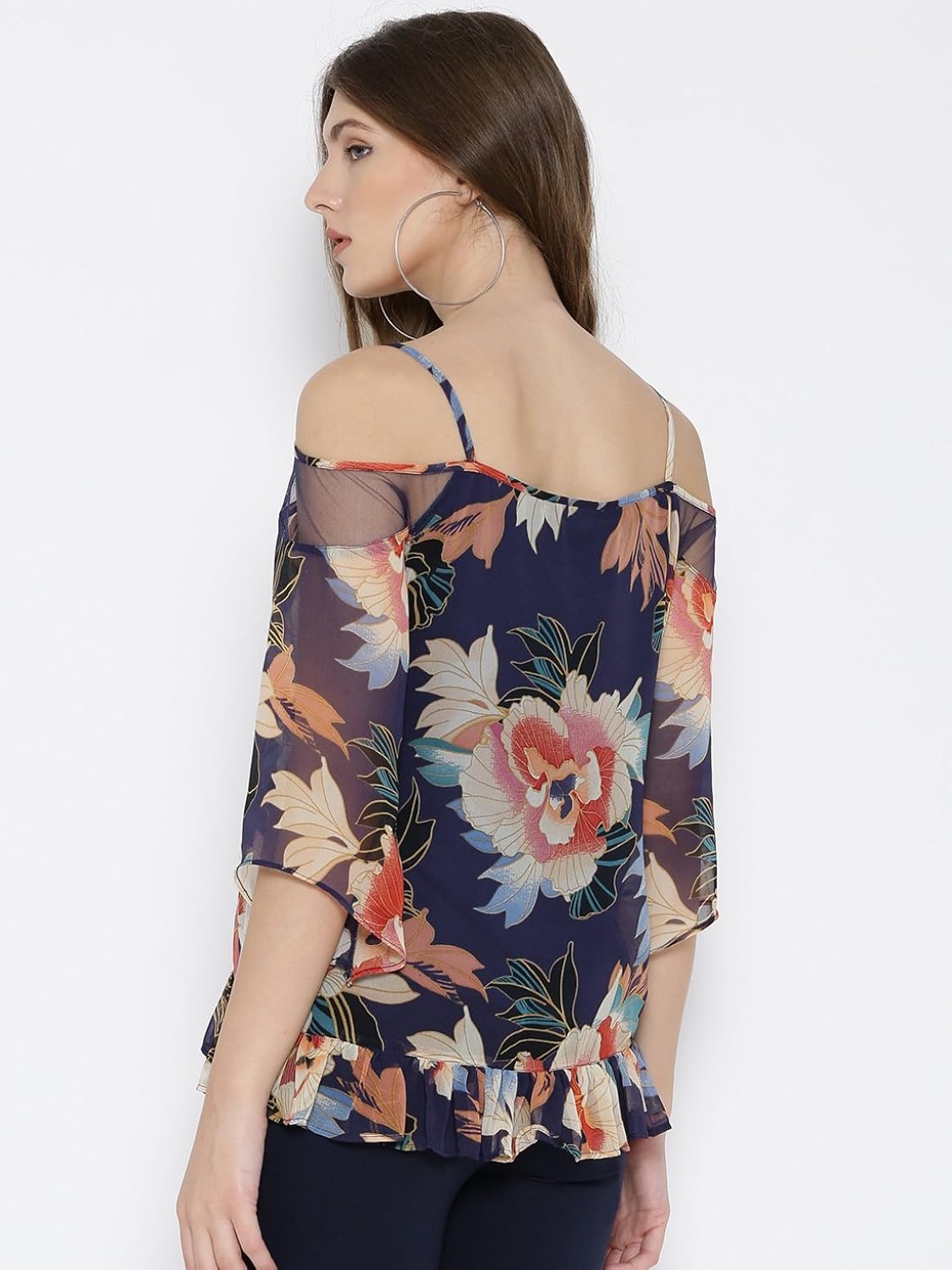 rare women blue printed bardot top (ep1671)