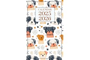 25 26 pocket calendar 2025 2026 for purse: 25-26 monthly pocket planner | Dogs Seamless Small Size Soft Cover - 4 x 6.5 Inch