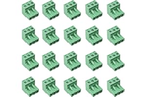 Cermant 20 pcs 3 Pin 5.08mm Pitch Pluggable PCB Angle Screw Terminal Block Plug Connector Socket Panel Mount DIY (20pcs 3p)