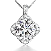 The Katori Collection Moissanite Necklaces for Women, 925 Sterling Silver Platinum plated Necklace for Girlfriend, Ideal Birthday Jewelry Gifts for Wife