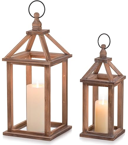 置き燈籠 Amazon.com: Rustic 29 X 13 Inch Cage-Style Wood Lantern with A