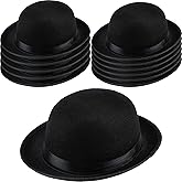 SGBETTER 12 Pcs Child Bowler Hats Bulk Black Bowler Derby Hat Felt Round Top Hat Gentleman Hats for Kids Halloween Performance Costume Accessories